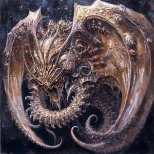 A grotesquely beautiful celestial creature, its form twisted and...