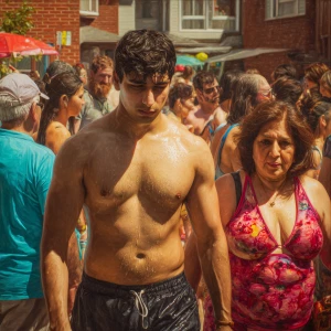 Photo Hyperrealism, painting,a muscular beefy kashmiri son in la...