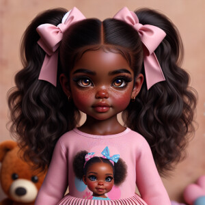 Refine the 3D realistic image of a four-year-old African-America...