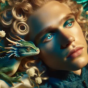 A ultra-realistic portrait of a blonde woman with curly hair and...