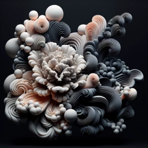 : "A lush, blooming peony with layered petals that curl and over...