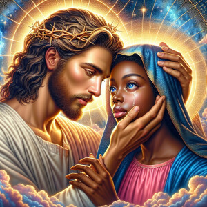 Ensure that the image distinctly represents both Jesus Christ an...