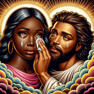 Ensure that the image distinctly represents both Jesus Christ an...