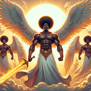 Black archangels with big muscles and powerful wings.   Afro.  W...