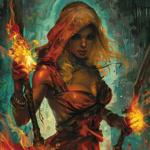 Illustrate a vivid scene showcasing a fierce Eritrean assassin g...