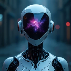 a highly detailed cinematic closeup frontal portrait, humanoid r...