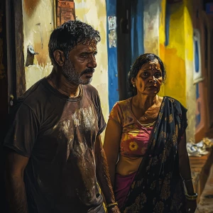 Realism,painting photo style, a muscular sweaty employer crimina...