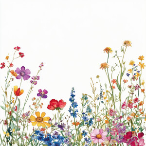 Design a border and frame featuring a hand-painted-style assortm...