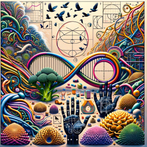 The golden ratio, Minimalist art Circuit, boards, circuitry, diagrams Cellular structures, DNA, circuit boards, colorful wires,  asian and Egyptian  graffiti, lie detector graphs, cardio, printout , branches infinity sign, cave, Art, handprints, distant birds flying, flowering vines, abstract, painting, Broccoli Fibonacci sequence