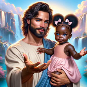 Create a 3D realistic artwork featuring the phrase 'Jesus Saves'...