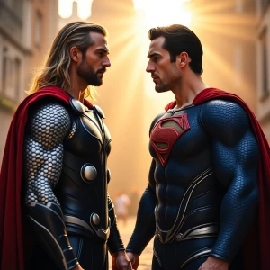 Thor showing off to Superman   making him react