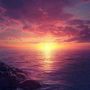 Create an image of a beautiful sunset over the ocean