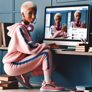 A beautiful light skin African American woman with with a pink j...