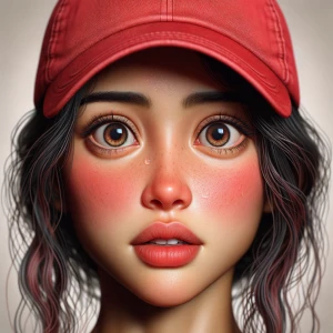 Generate a hyper-realistic detailed image of an embarrassed perp...