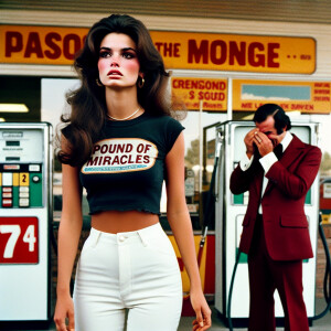 color film photograph from the early seventies of a gorgeous bru...