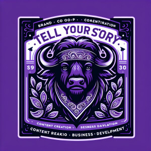 Create a dynamic, powerful, logo for a company called PURPLE BUF...