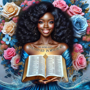 Create an image of an ultra-light-skinned African-American woman...