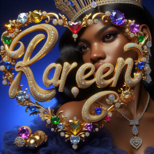 Craft a 3-D image showcasing the name 'KAREN' in a luxurious gol...