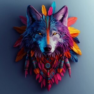 Create a 3D rendering that features an array of a vibrantly-colo...