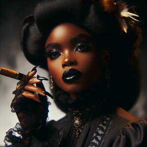 Victorian scene: Airbrush style, a beautiful African American da...