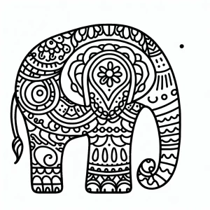 Create an adult coloring page featuring a elephant, thick, bold...
