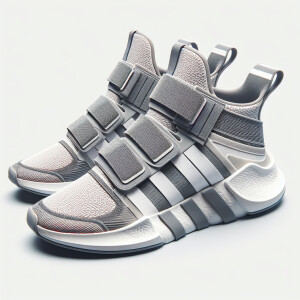 Velcro hook and loop velcro on an adidas sneaker with three stri...