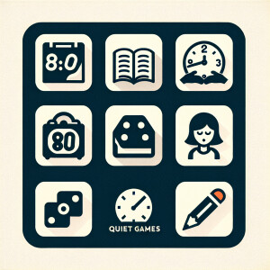 8:00 Игры** - иконки книг, кубиков и карандашей для тихих игр.