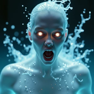 Ultra-realistic 8K IMAX cinematic shot of A Ghost made of Water,...