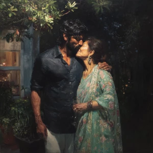 Hyperrealism painting.a muscular sweaty indian  man  standing in...