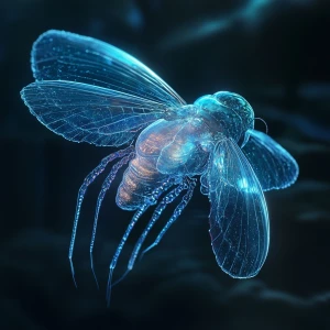 A 2.5D rendering of an alien hybrid—part crystalline insect, par...