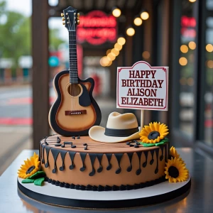 Creating an ultra-realistic cake design with a Nashville theme s...