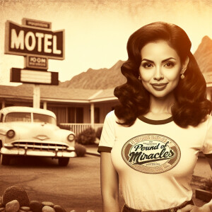 A vintage photograph captures a stunning  buxom 23-year-old brun...