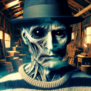 double exposure closeup of a synthwave dreams style combined wit...