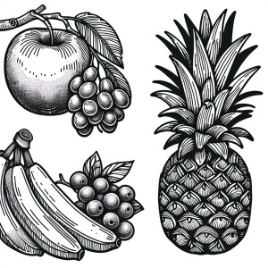 thick lines fruits coloribg pages