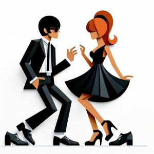 "Happy 19th Anniversary!" depiction in a 60s mod style. Features...