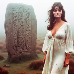 Faded realistic color film photograph from 1971 of a stunningly...