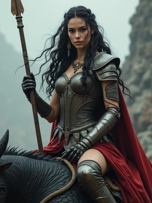 Create a striking image of Freyja, the Norse goddess of love, wa...