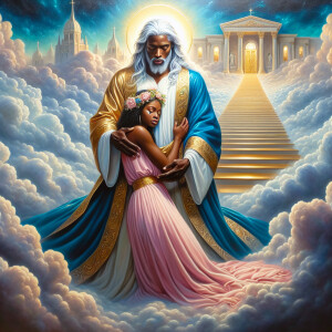 An oil painting depicting a light-skinned African-American Jesus...