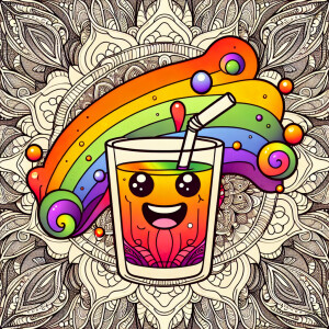 draw a glass of happy juice. make it really happy juice and rain...