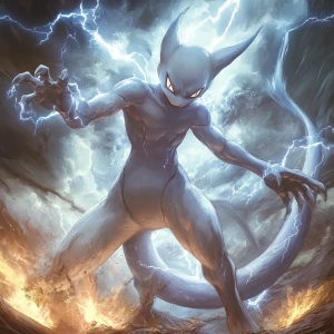 Create an image of Mewtwo, the genetically engineered psychic-ty...