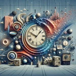 imagine a conceptual art piece that explores the concept of time...