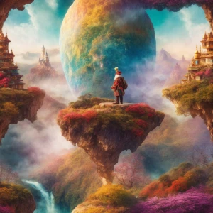 Paint a dwarf with a mythical aura standing atop a lofty vantage...