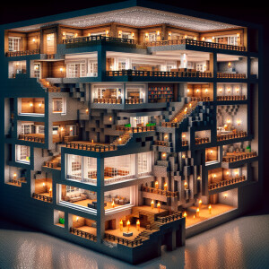 Big house - town in Minecraft cave