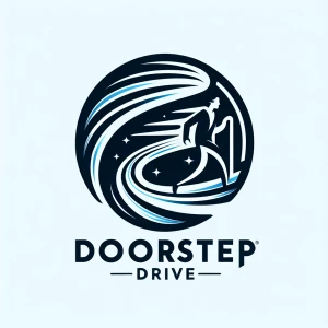 Design a sleek and contemporary logo for "Doorstep Drive," symbo...