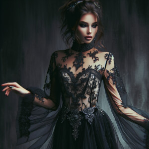 A beautiful goddess named Lilith with her gothic elegant dress