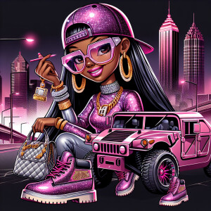 Dark skin  Betty Boop  wearing bling glasses and bling jewelry...