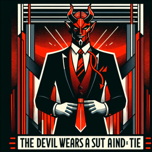 A 16:9 sermon graphic with the title the Devil wears a suit and...