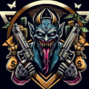 Create a bold horror themedmascot logo featuring a menacing crea...