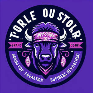 Create a dynamic, powerful, logo for a company called PURPLE BUF...
