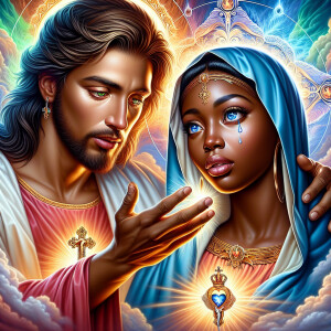 Ensure that the image distinctly represents both Jesus Christ an...
